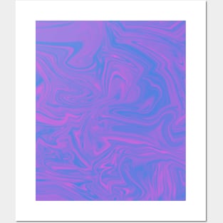 Blue and Purple Liquid marble texture Posters and Art